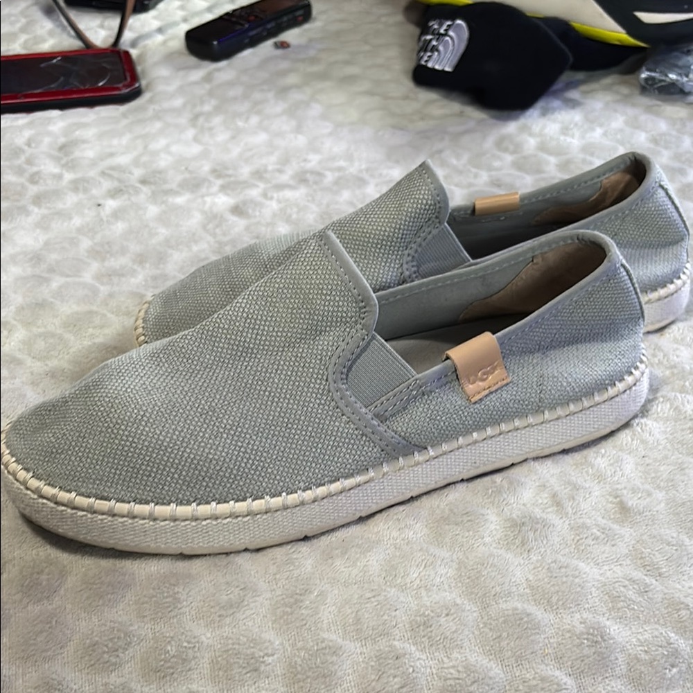 UGG Gray Flats with Suede Texture and Comfort Design